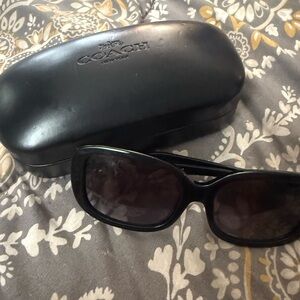 Coach Black Oversized Rectangular Sunglasses